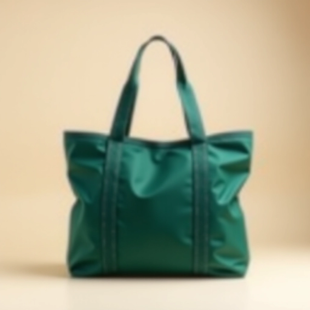 Forest green Compact Cycle Tote with reflective trim, positioned to show lightweight design and cycling features